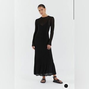 DISSH. ESTELLA BLACK KNIT MIDI DRESS, XS